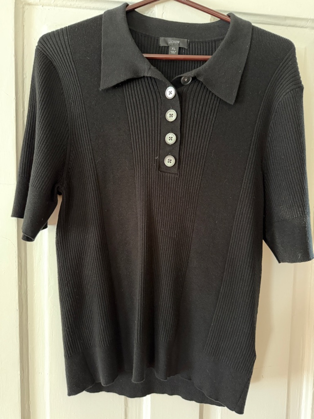 J Crew Black Knit Polo